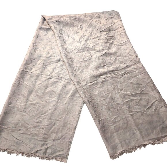 LOUIS VUITTON LV Beige Monogram Shawl Scarf Wrap - Picture 2 of 6